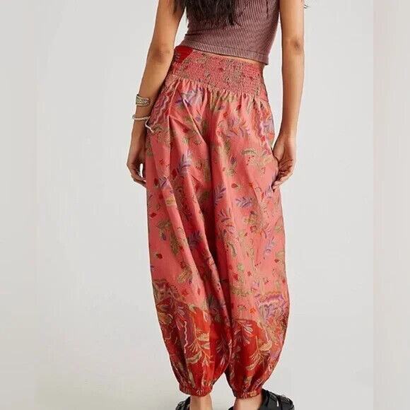 Free People After Glow Balloon Pants Printed Mid Rise Tapered Women's Size Small - Picture 8 of 14